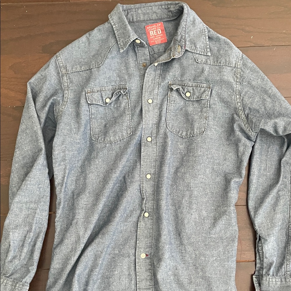 Wrangler Light Blue Denim Button-Down Shirt